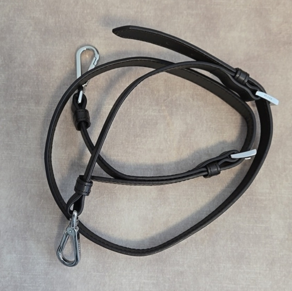 Prada Dark Brown Saffiano Leather Adjustable Bag Strap with Silver Hardware - Picture 3 of 10